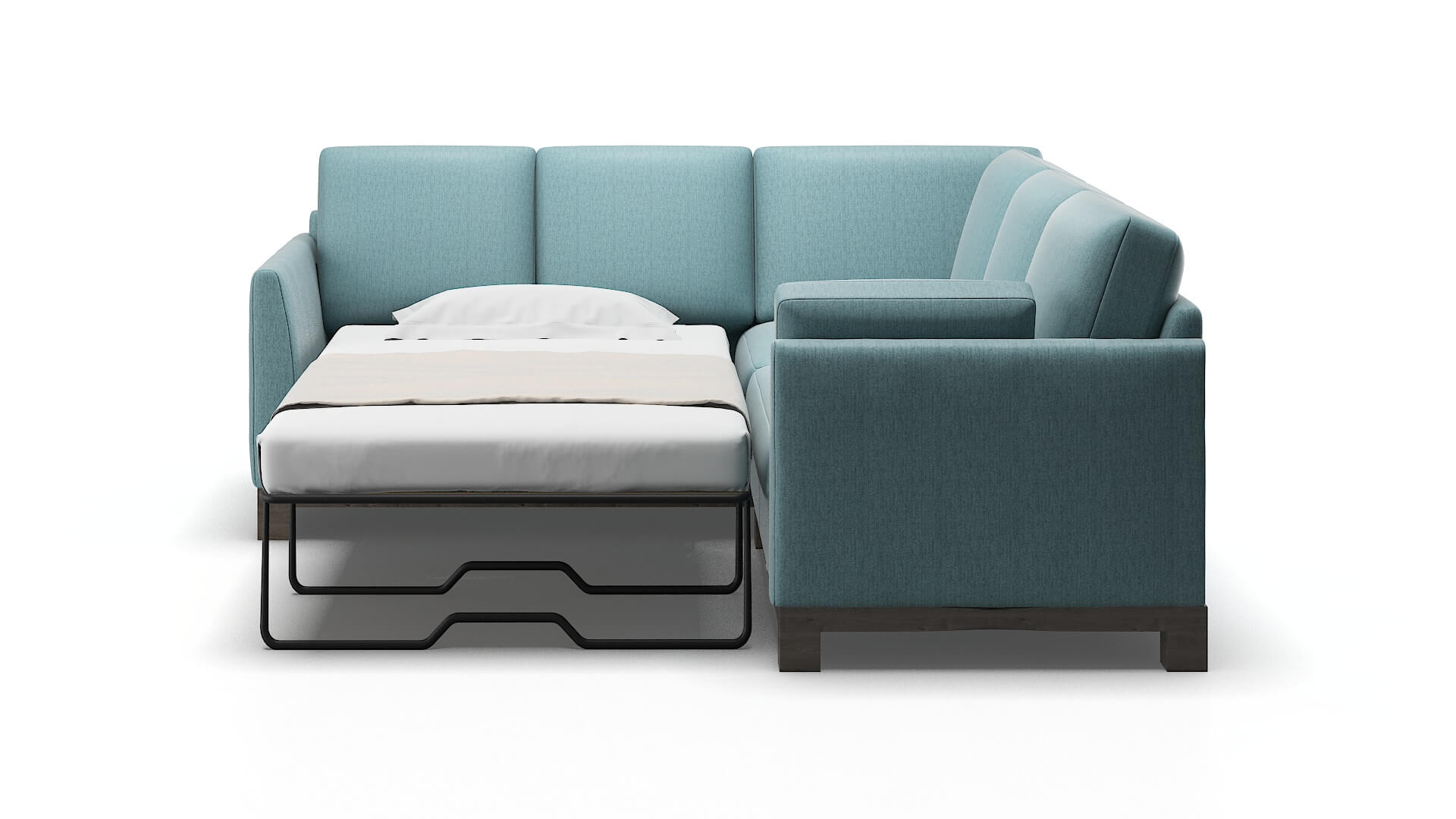 Dover Sasha Teal Sectional Sleeper Espresso legs 1
