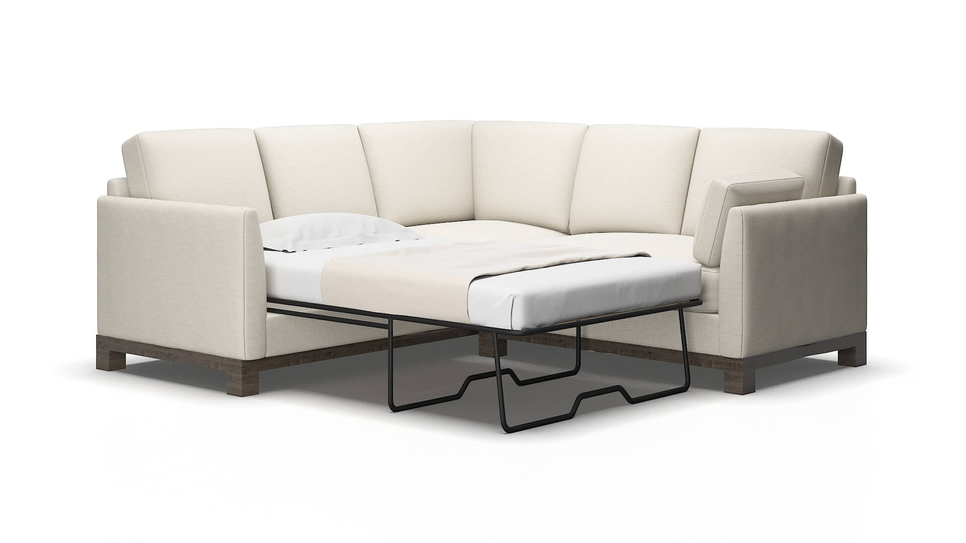 Dover Venus Cream Sectional Sleeper Espresso legs 2