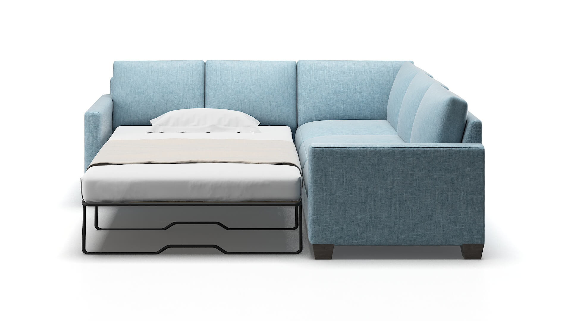 Dresden Atlas Turquoise Sectional Sleeper Espresso legs 1