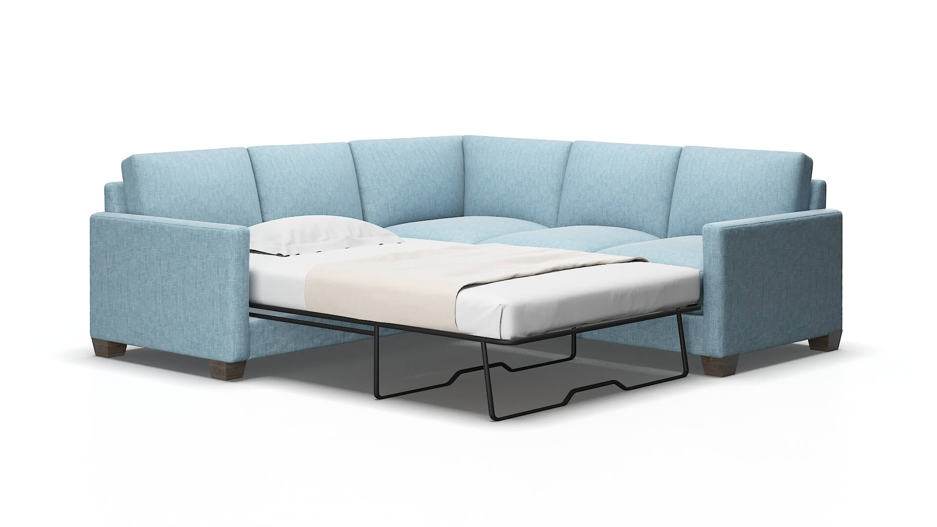 Dresden Atlas Turquoise Sectional Sleeper Espresso legs 2