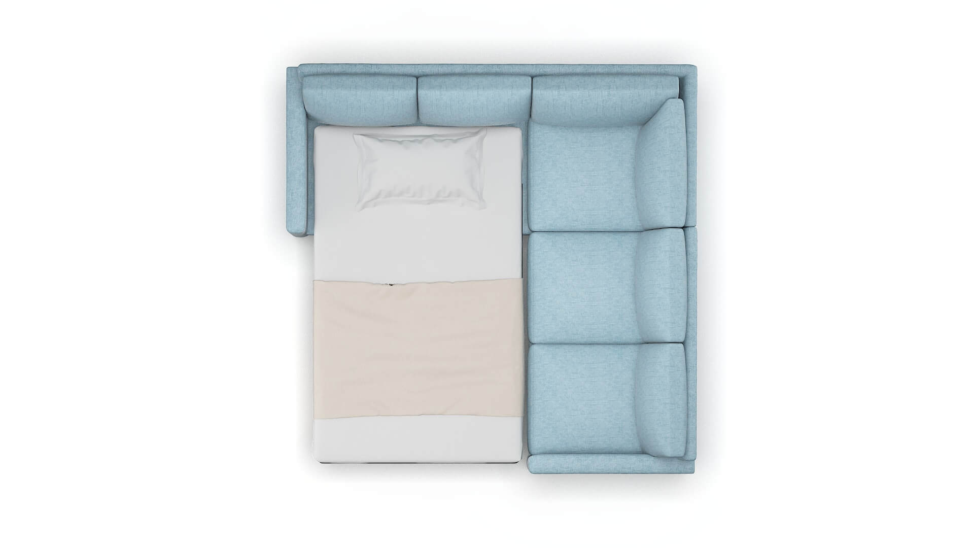 Dresden Atlas Turquoise Sectional Sleeper Espresso legs 3