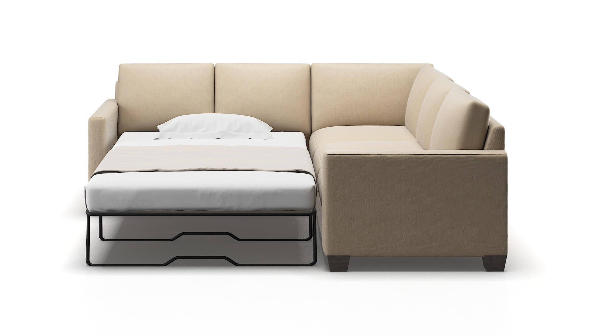 Dresden Cosmo Fawn Sectional Sleeper Espresso legs 1