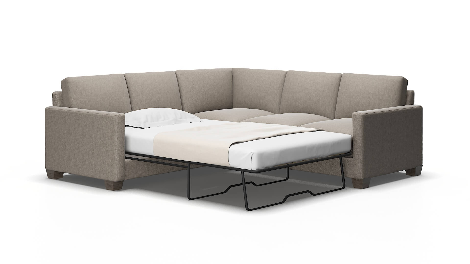 Dresden Cosmo Taupe Sectional Sleeper Espresso legs 2