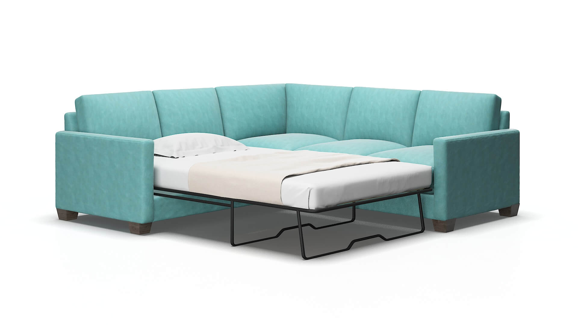 Dresden Dream_d French_blue Sectional Sleeper Espresso legs 2