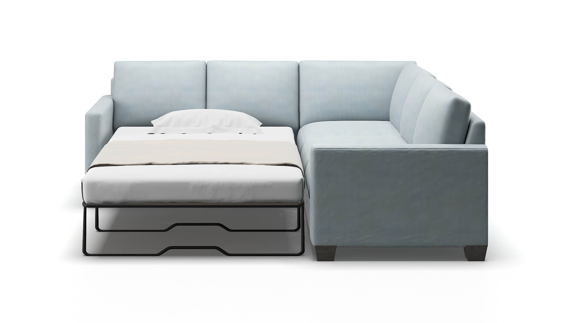 Dresden Hathaway Aqua Sectional Sleeper Espresso legs 1