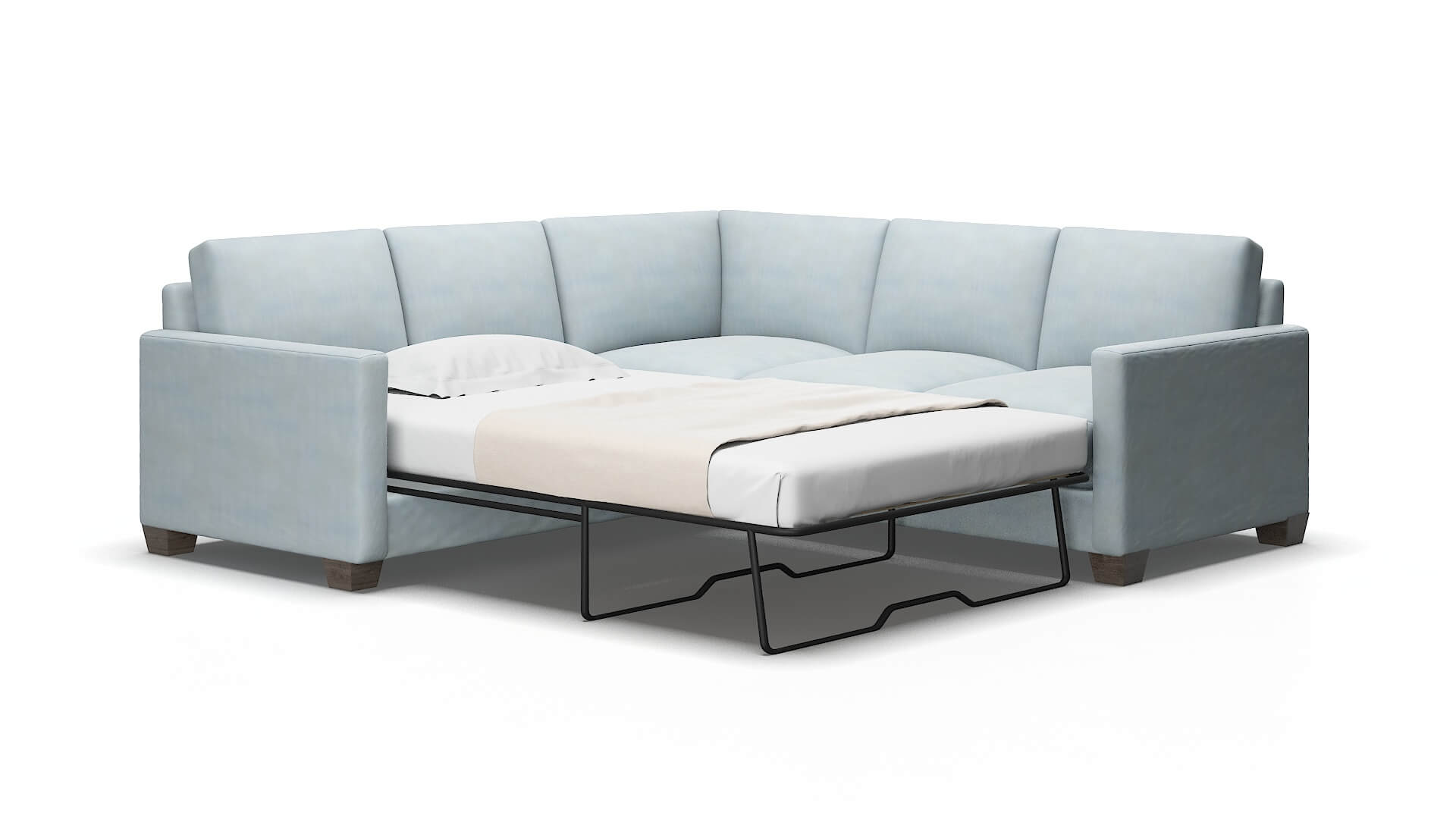 Dresden Hathaway Aqua Sectional Sleeper Espresso legs 2