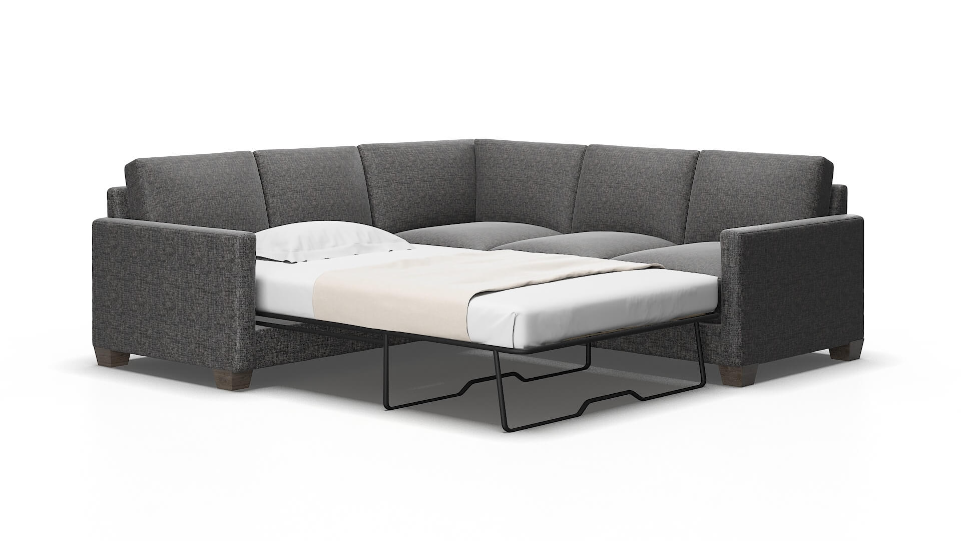 Dresden Insight Charcoal Sectional Sleeper Espresso legs 2