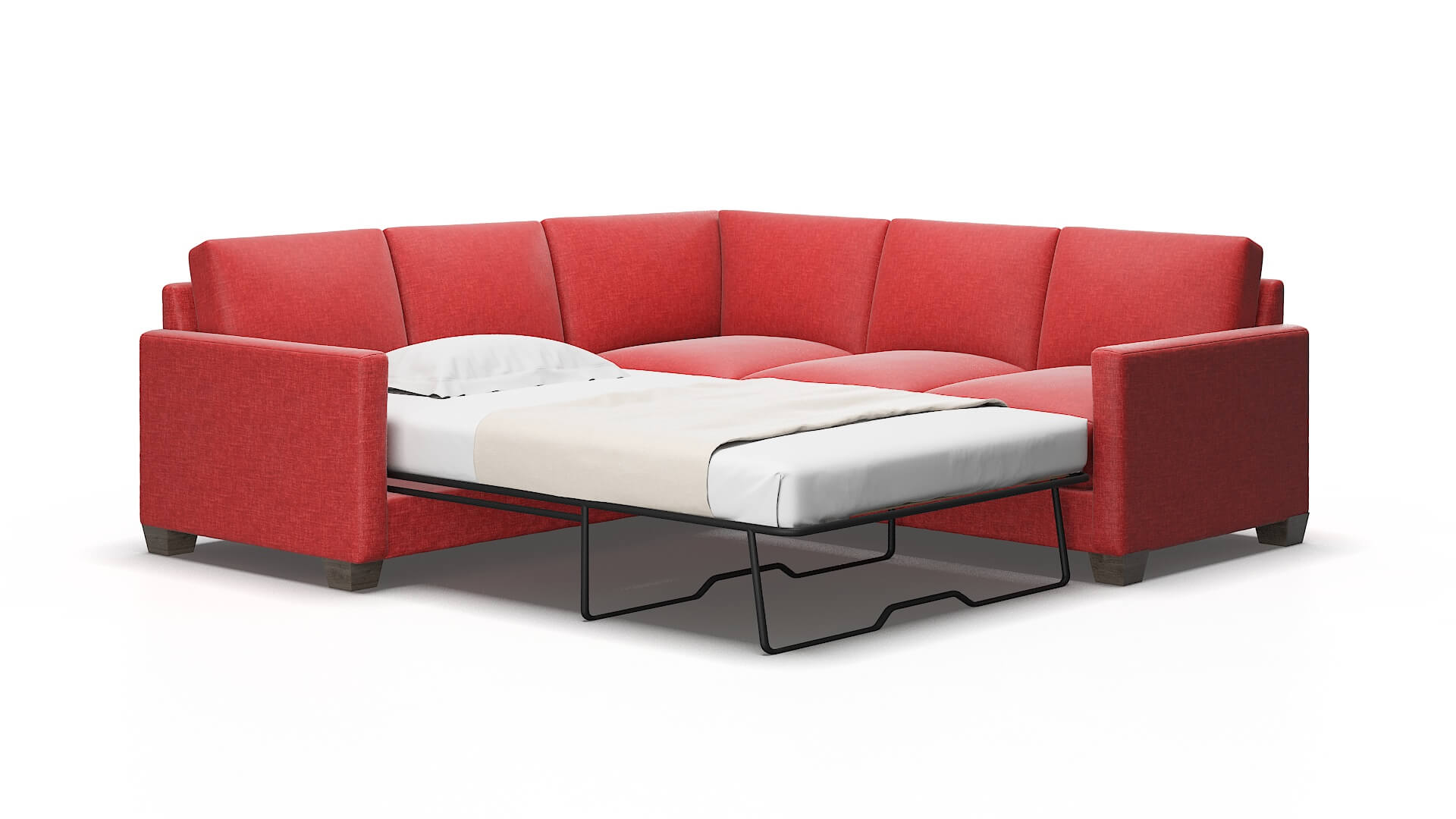 Dresden Leslie poppy Sectional sleeper Espresso Legs  2