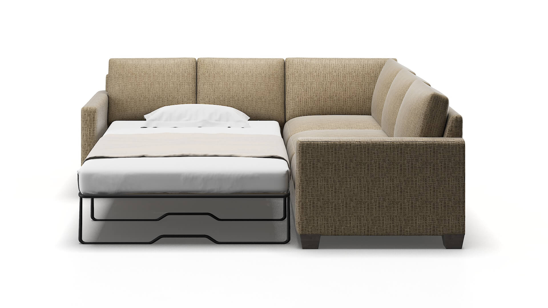 Dresden Marcy Camel Sectional Sleeper Espresso legs 1