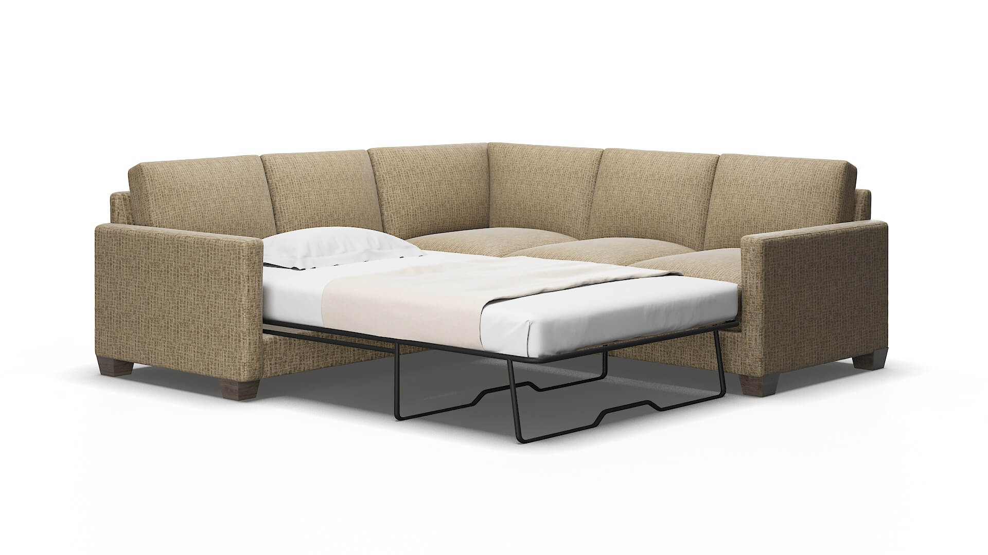 Dresden Marcy Camel Sectional Sleeper Espresso legs 2