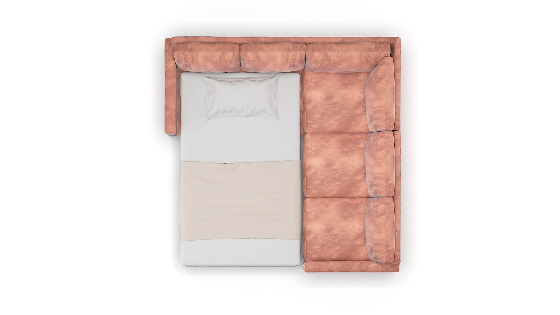 Dresden Naples Blush Sectional Sleeper Espresso legs 3