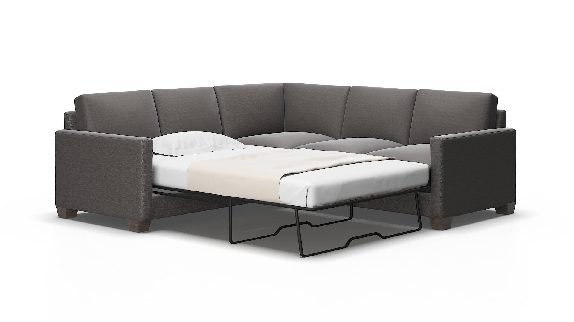 Dresden Oscar Charcoal Sectional Sleeper Espresso legs 2