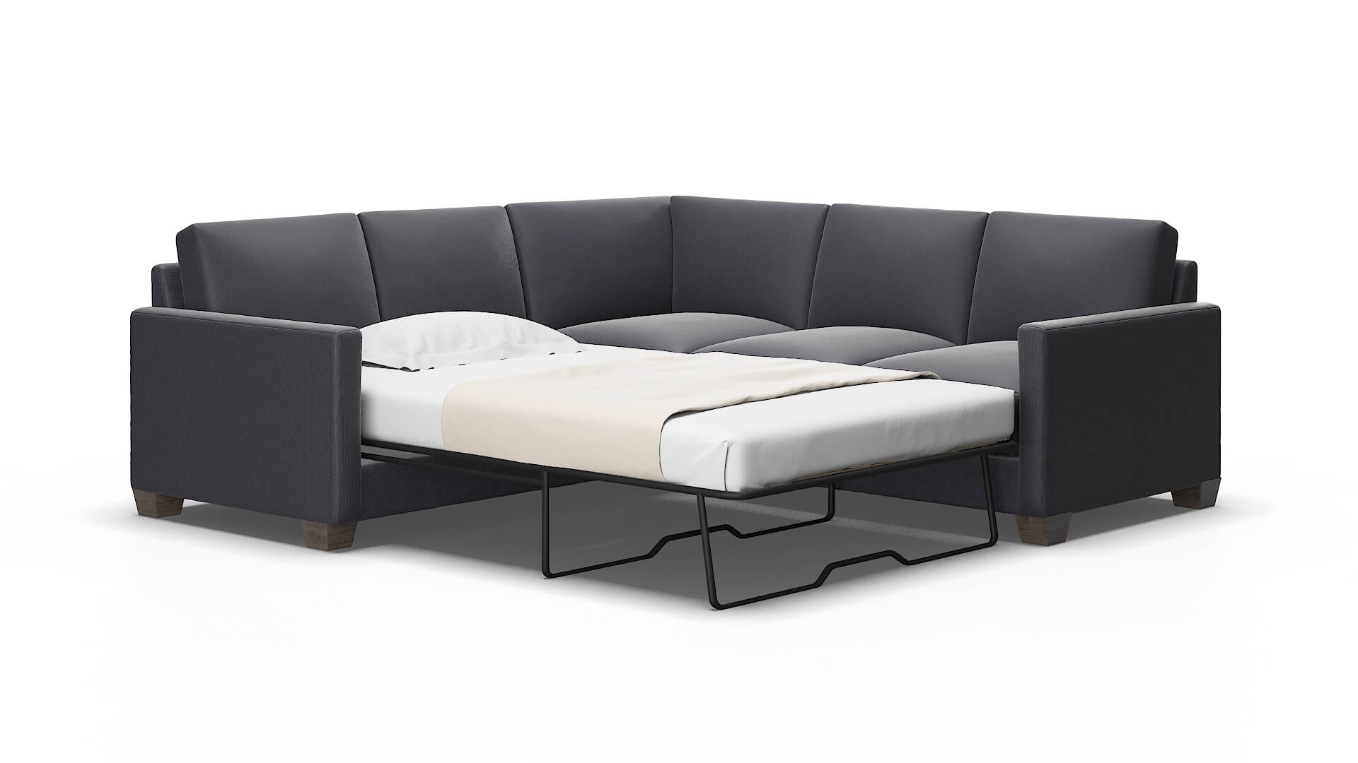 Dresden Parker Charcoal Sectional Sleeper espresso legs 2