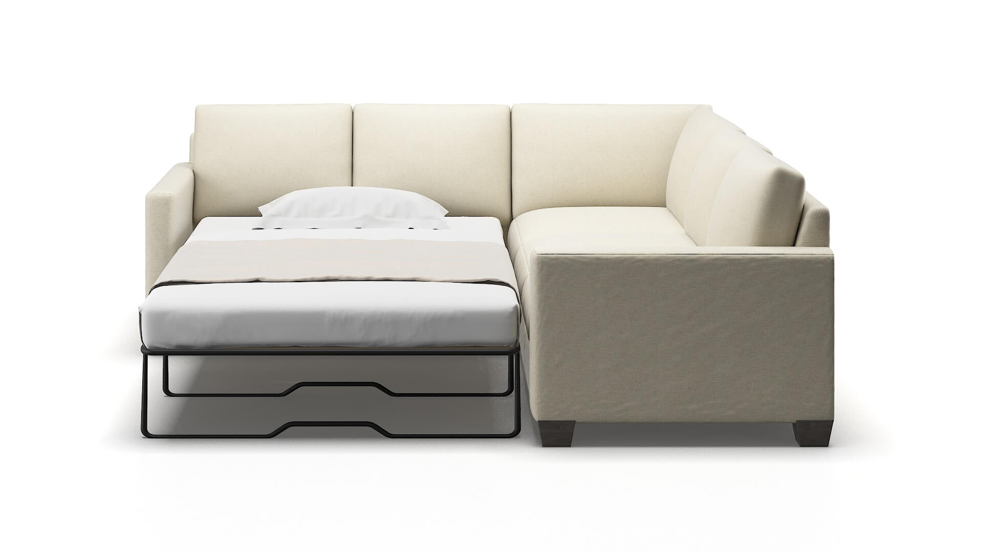 Dresden Phoenix Ivory Sectional Sleeper Espresso legs 1
