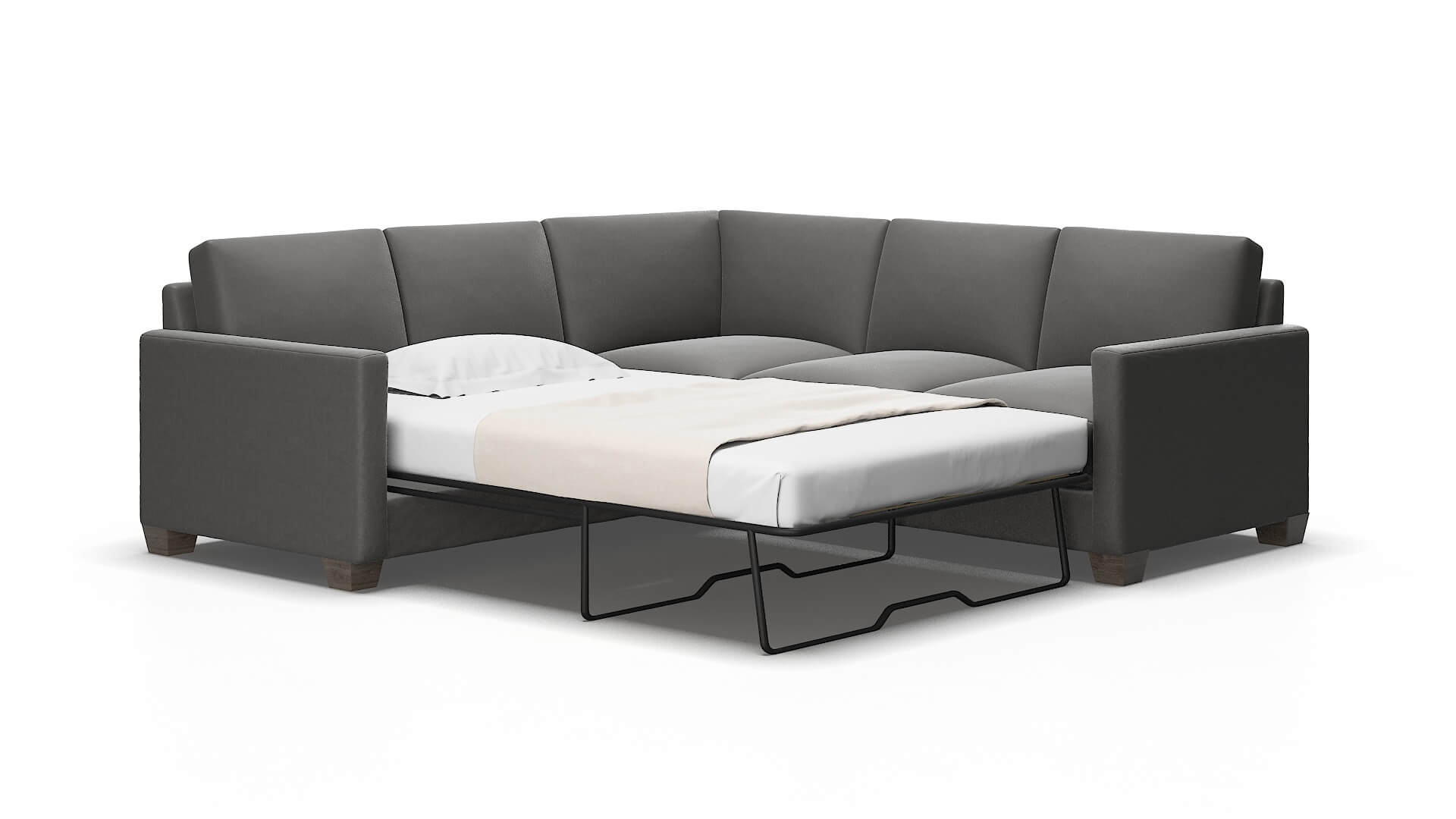 Dresden Rocket Charcoal Sectional Sleeper Espresso legs 2
