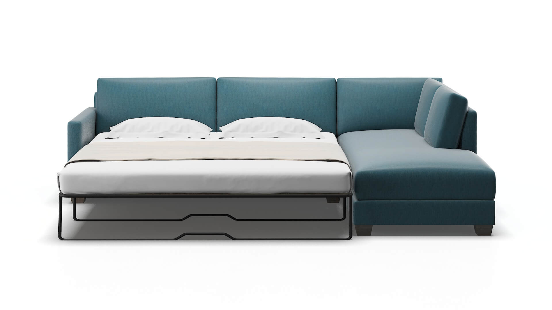 Dresden Royale Electric_blue Panel Sleeper Espresso legs 1