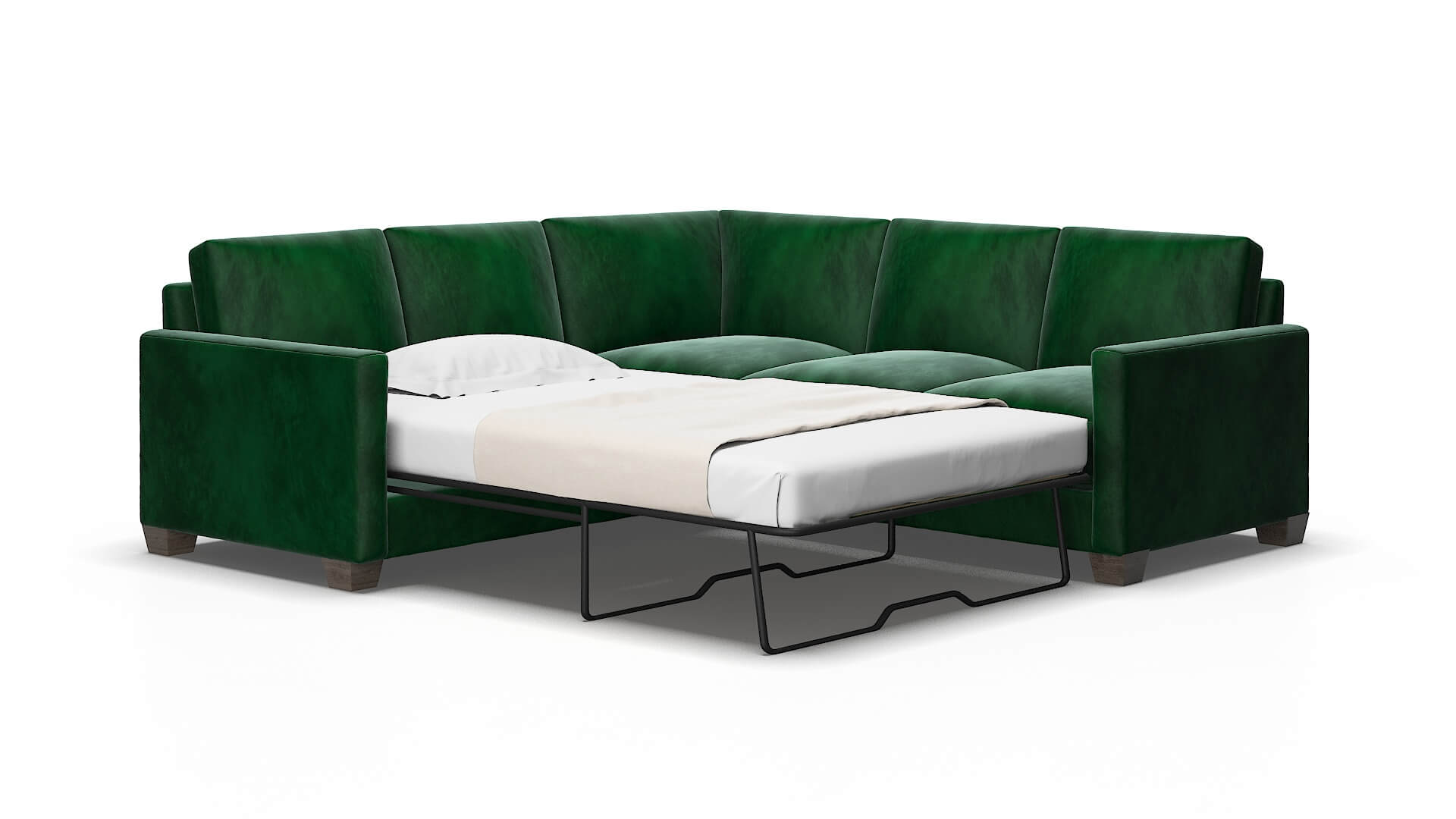 Dresden Royale evergreen Sectional sleeper Espresso Legs  2