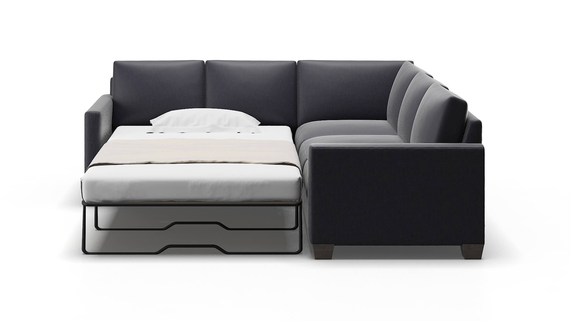 Dresden Sasha Navy Sectional Sleeper Espresso legs 1