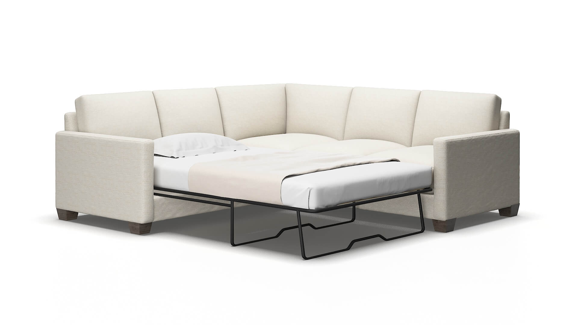 Dresden Venus cream Sectional sleeper Espresso Legs  2