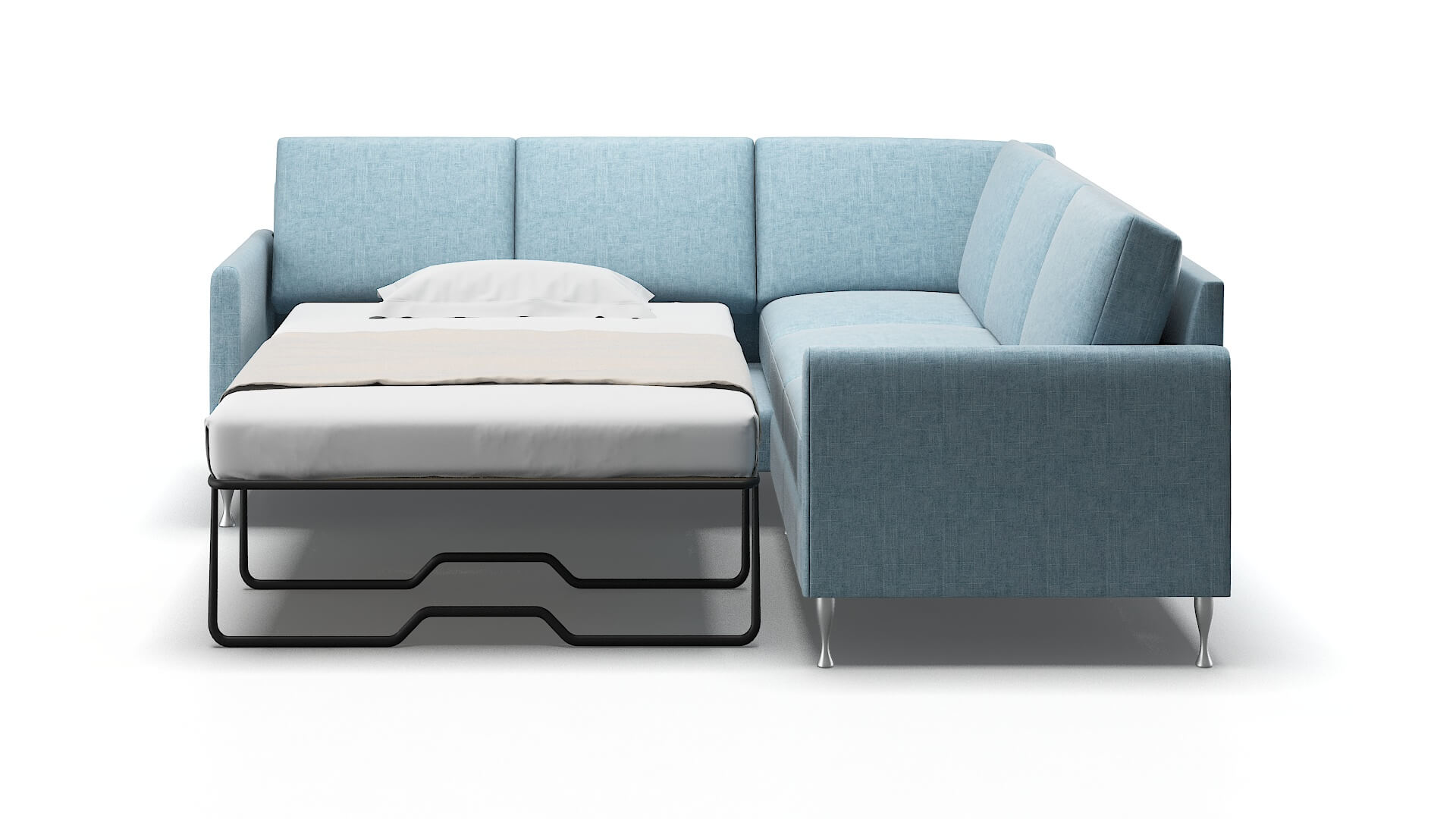 Eureka Atlas Turquoise Sectional Sleeper Espresso legs 1