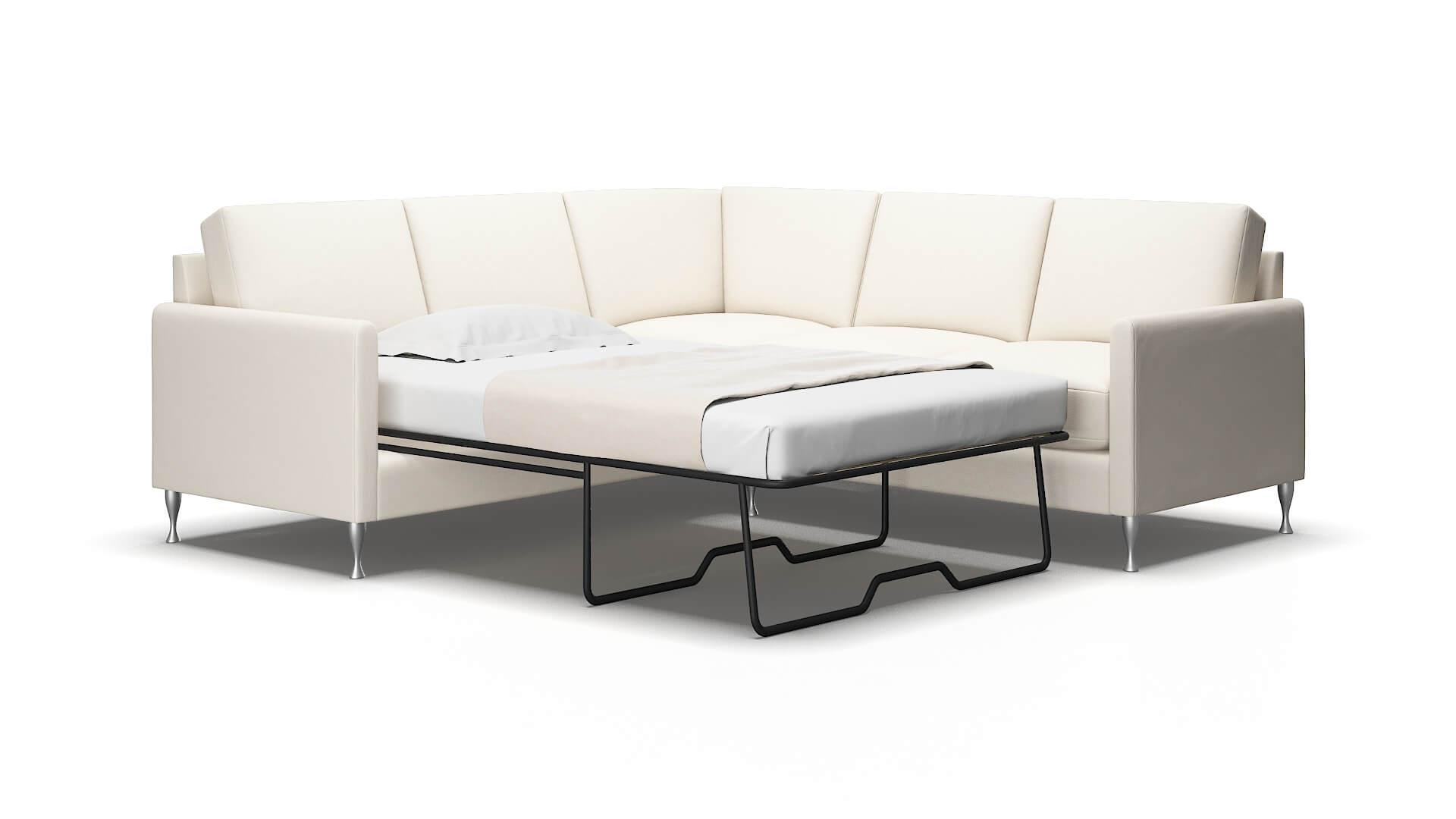 Eureka Blanche Milky Sectional Sleeper Espresso legs 2