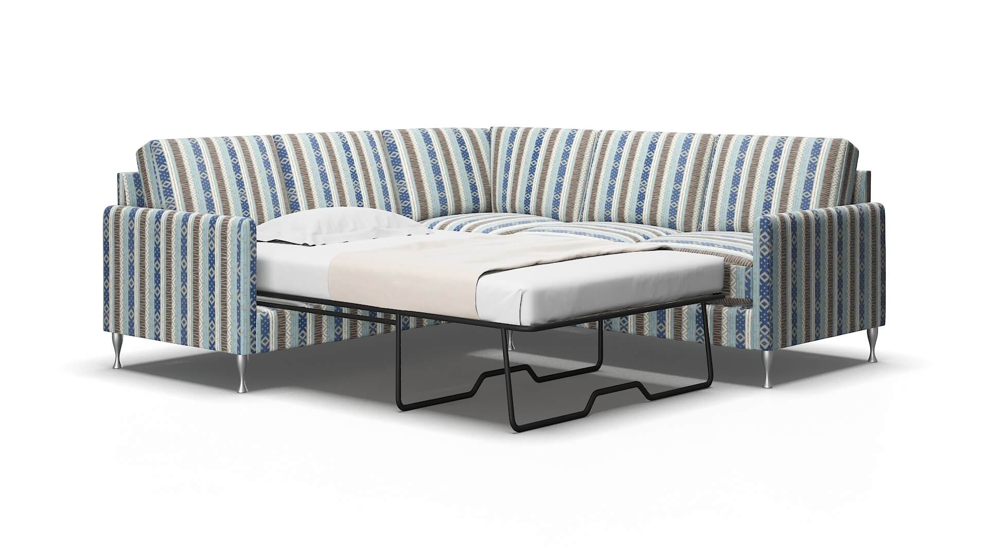 Eureka Bodhi Indigo Sectional Sleeper Espresso legs 2