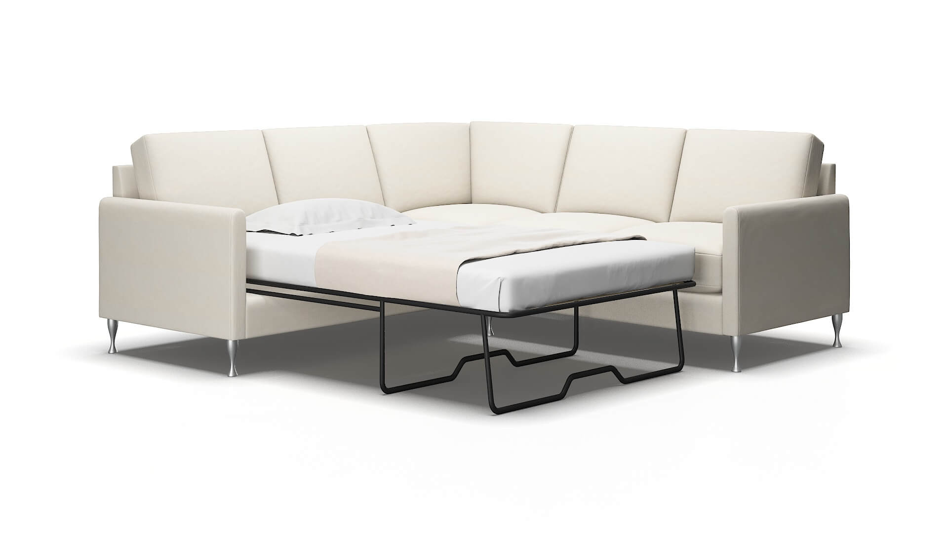 Eureka Bungalow Ivory Sectional Sleeper Espresso legs 2