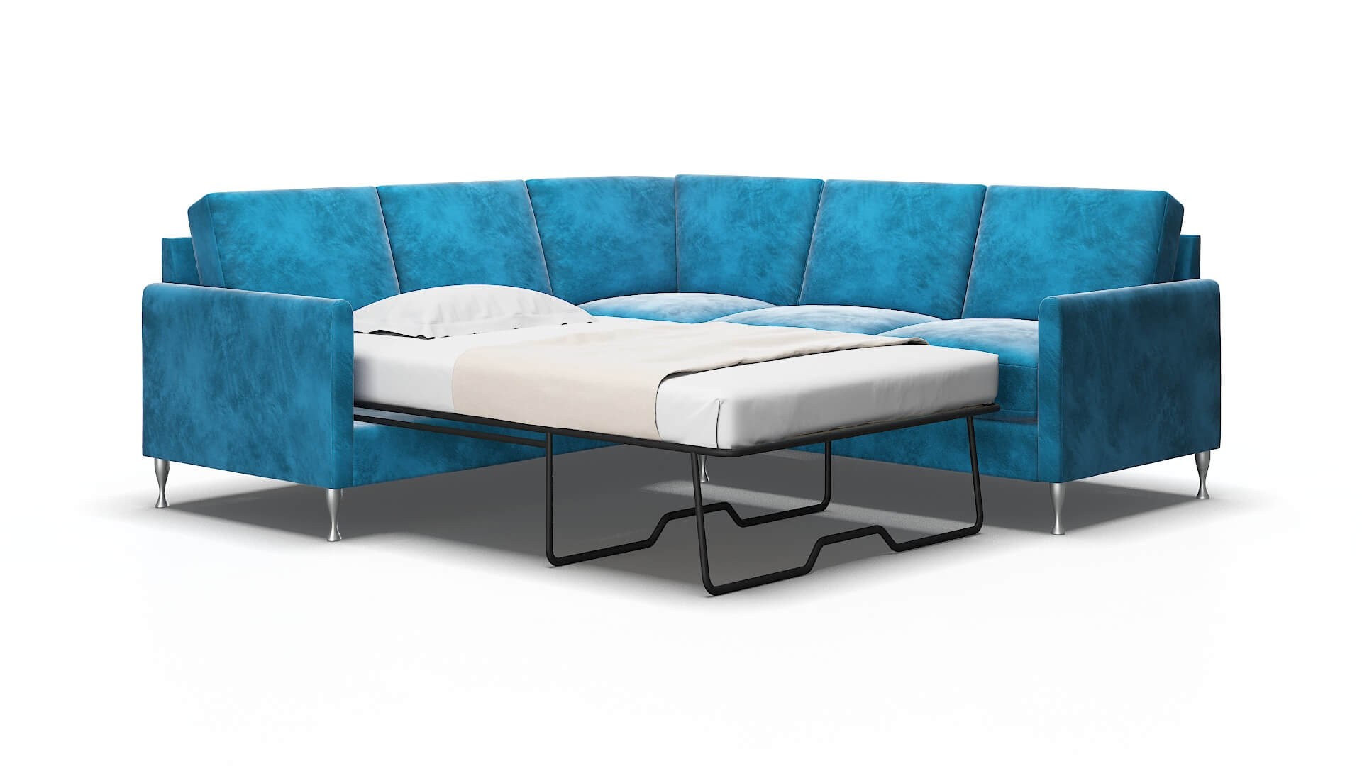 Eureka Buzz Teal Sectional Sleeper Espresso legs 2
