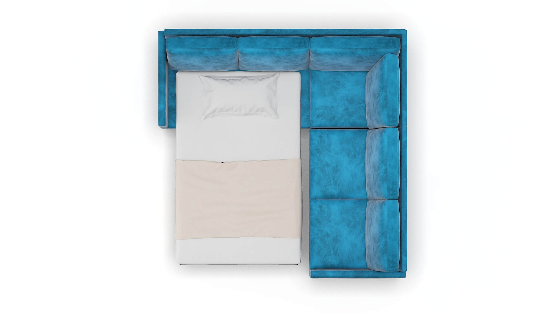 Eureka Buzz Teal Sectional Sleeper Espresso legs 3