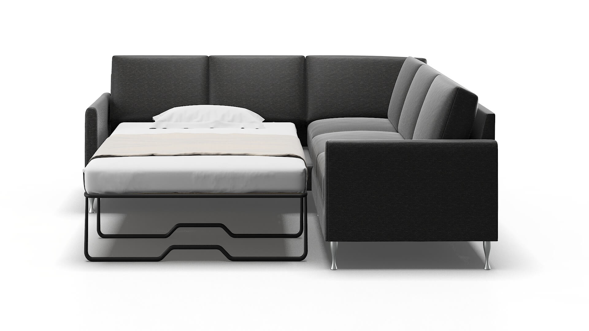 Eureka Chance Denim Sectional Sleeper Espresso legs 1