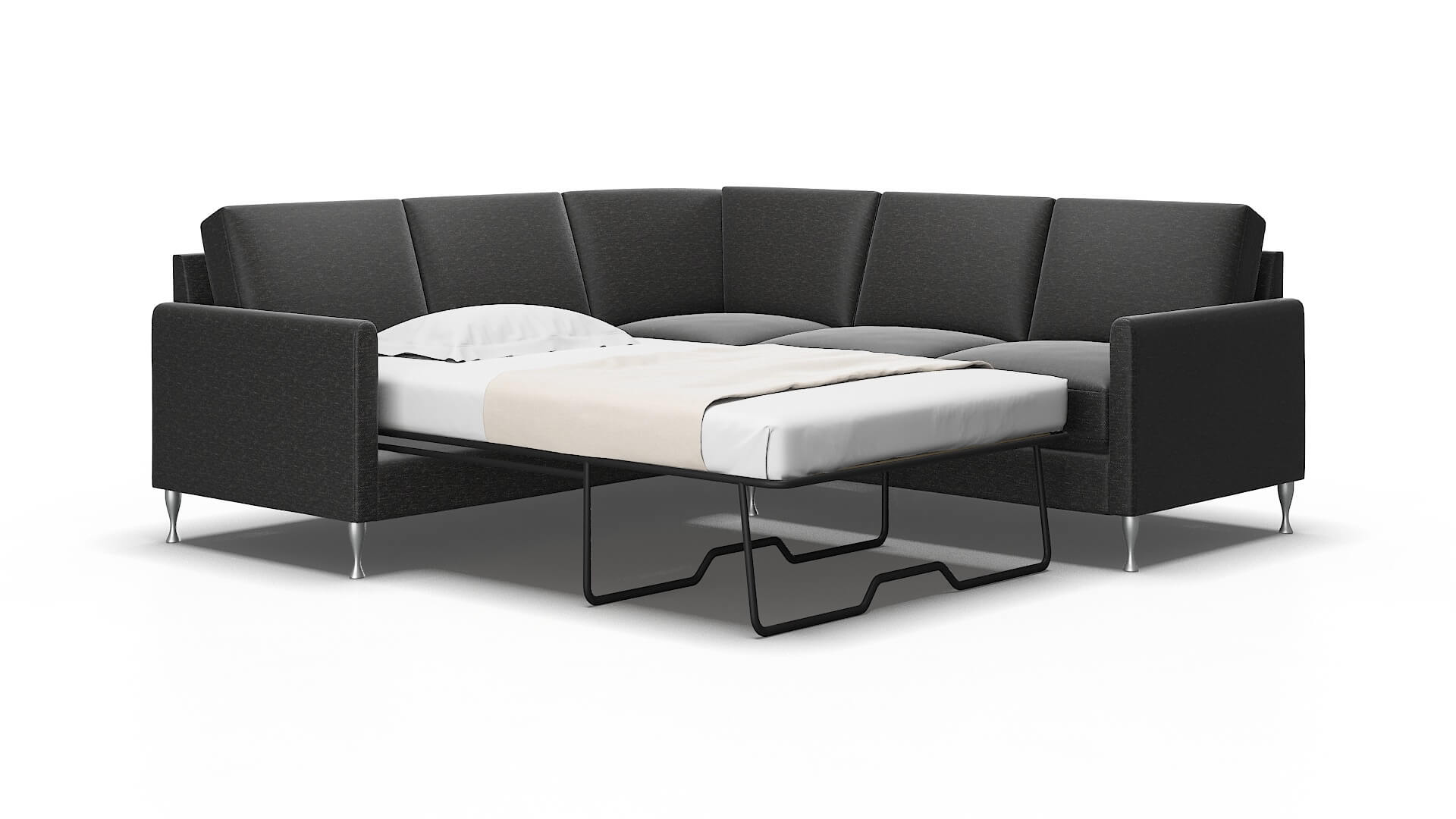 Eureka Chance Denim Sectional Sleeper Espresso legs 2