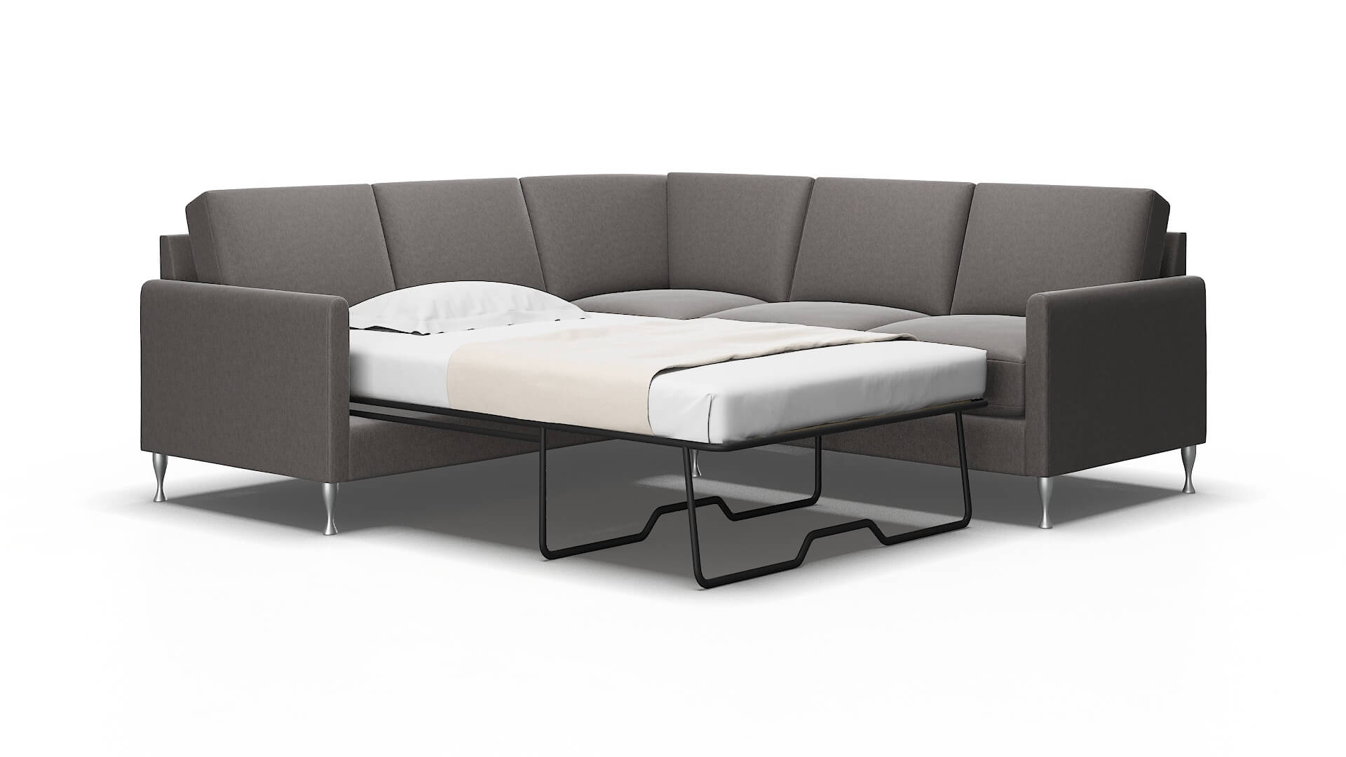 Eureka Cosmo Charcoal Sectional Sleeper Espresso legs 2