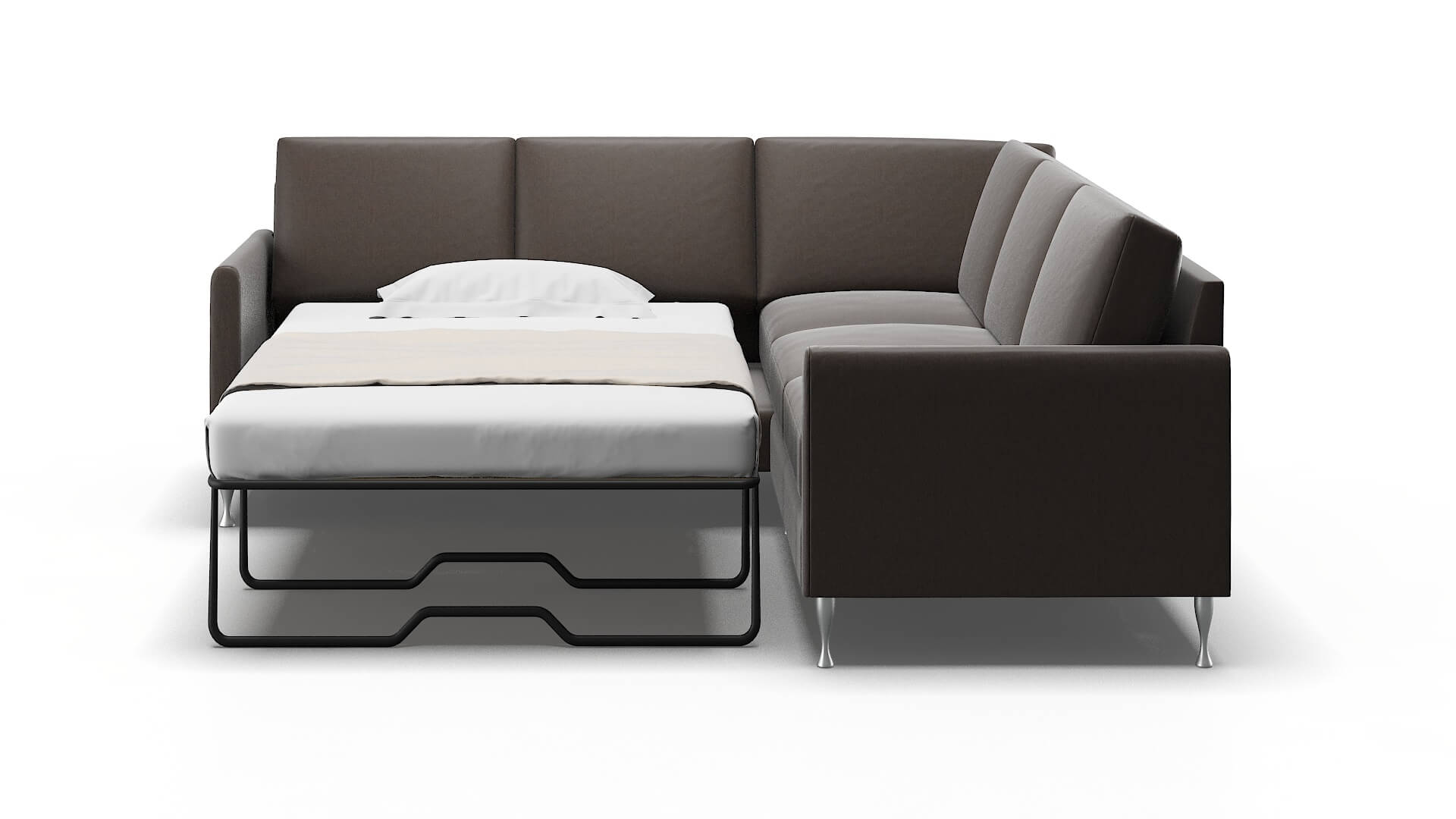 Eureka Cosmo Chocolate Sectional Sleeper Espresso legs 1