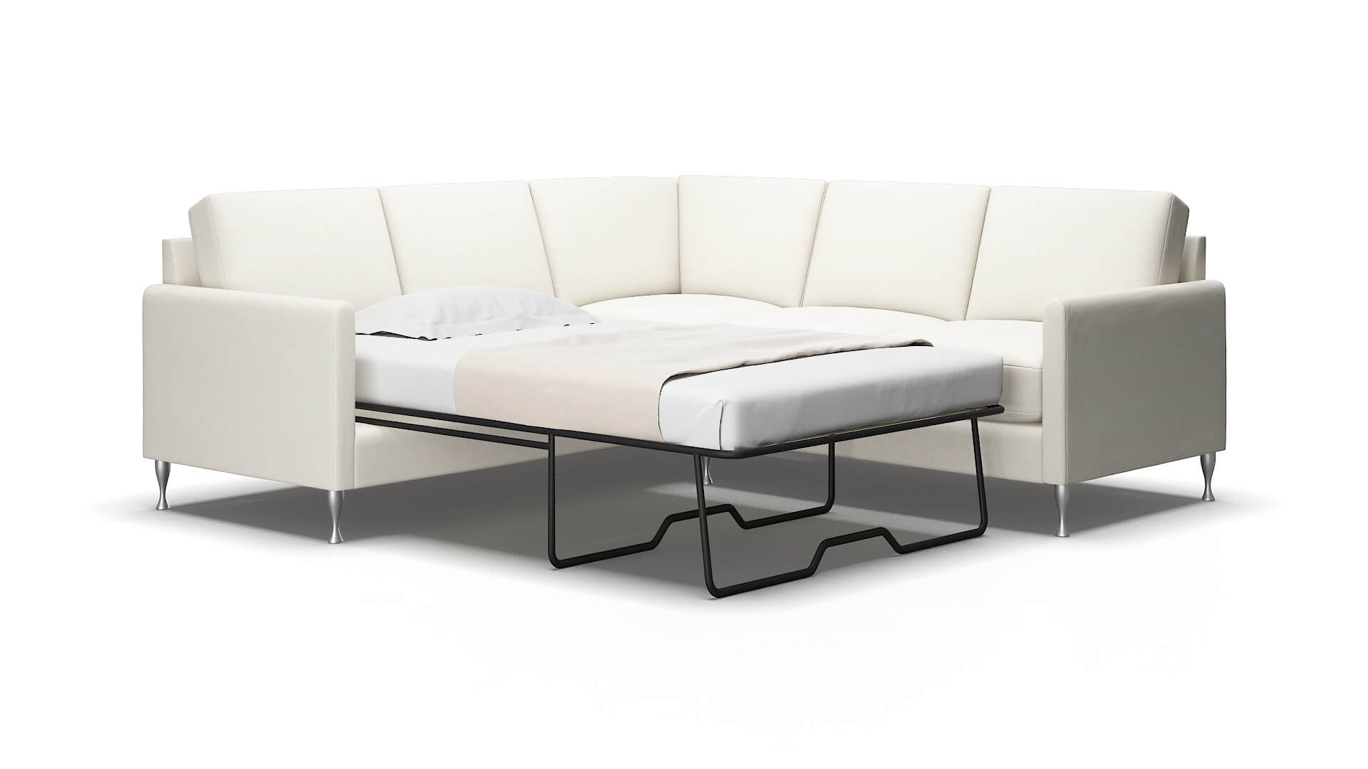 Eureka Cosmo Ivory Sectional Sleeper Espresso legs 2