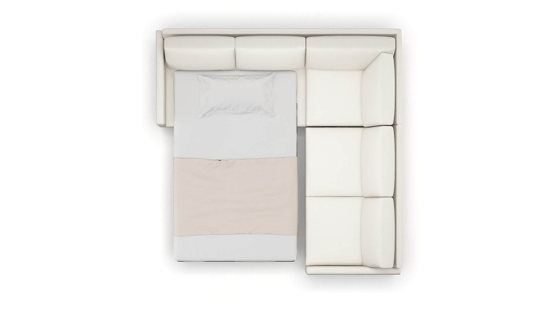 Eureka Cosmo Ivory Sectional Sleeper Espresso legs 3