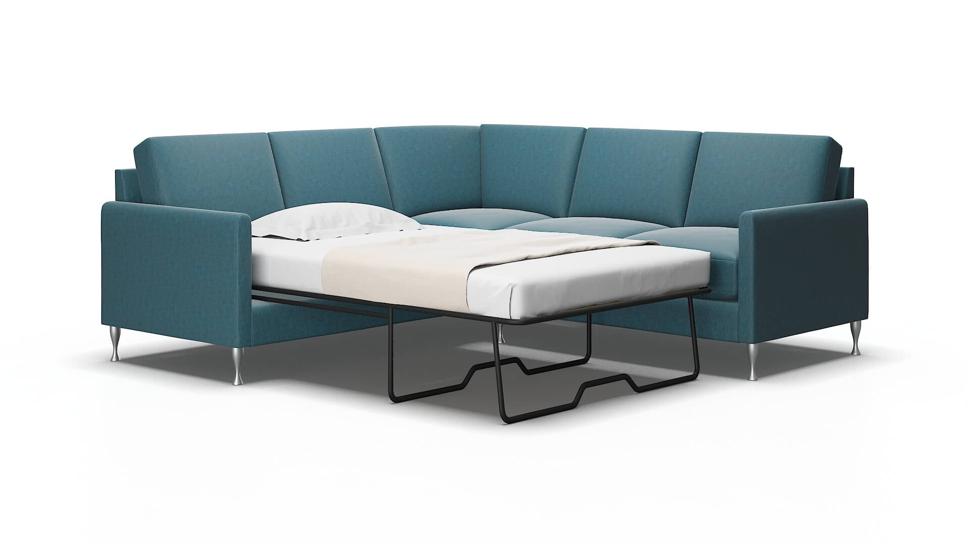 Eureka Cosmo Teal Sectional Sleeper Espresso legs 2