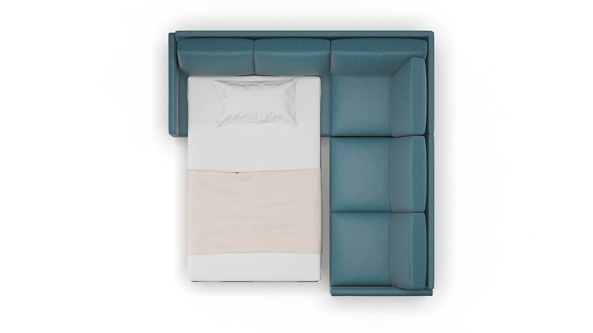 Eureka Cosmo Teal Sectional Sleeper Espresso legs 3