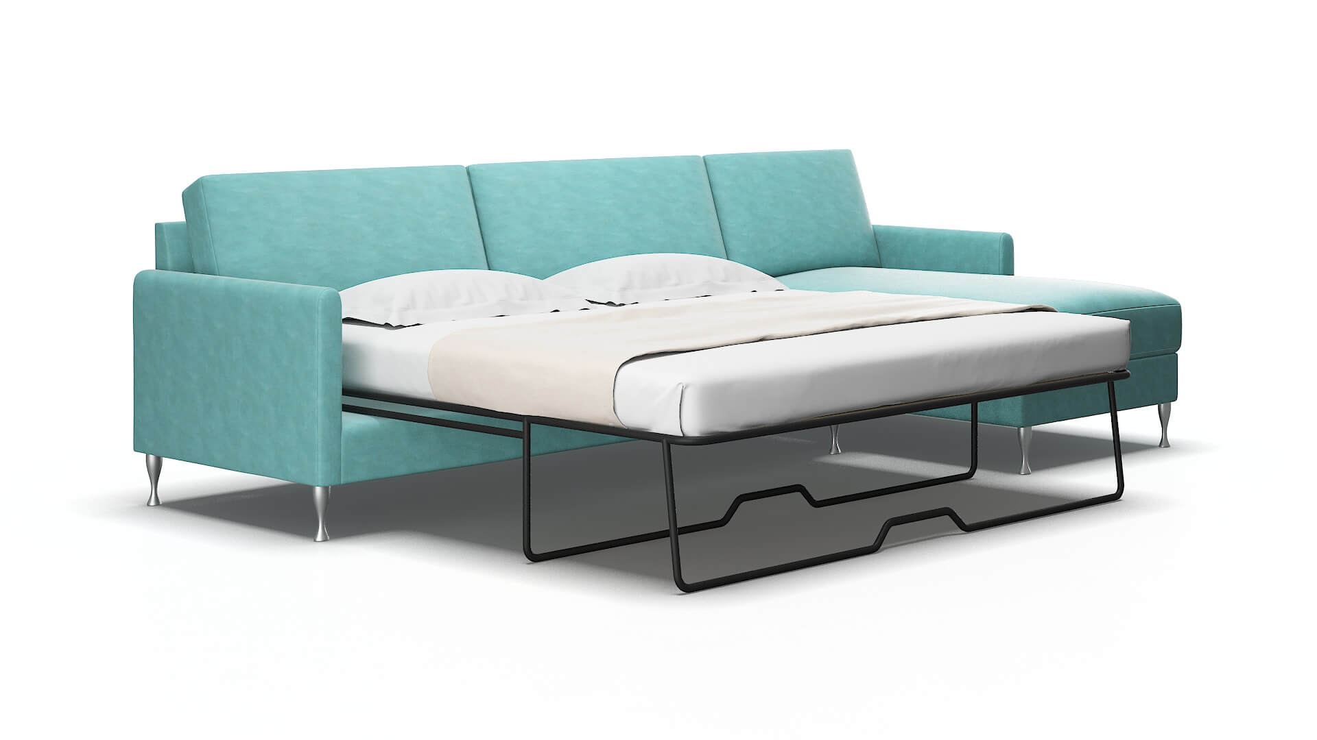 Eureka Curious Turquoise Panel Sleeper Espresso legs 2