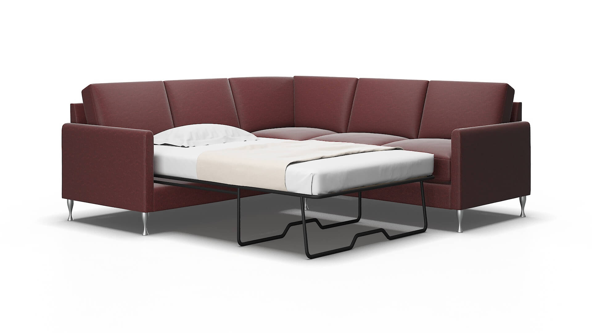 Eureka Derby Berry Sectional Sleeper Espresso legs 2