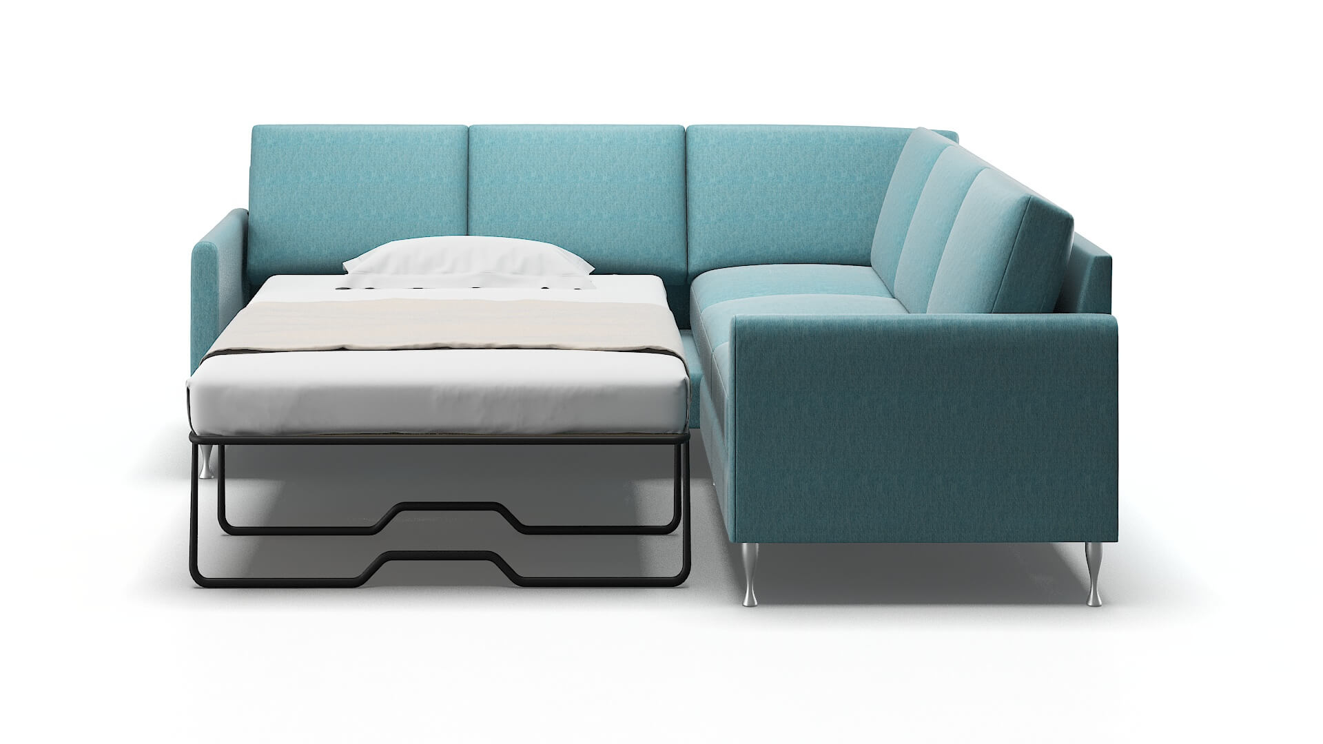 Eureka Dream_d Peacock Sectional Sleeper Espresso legs 1