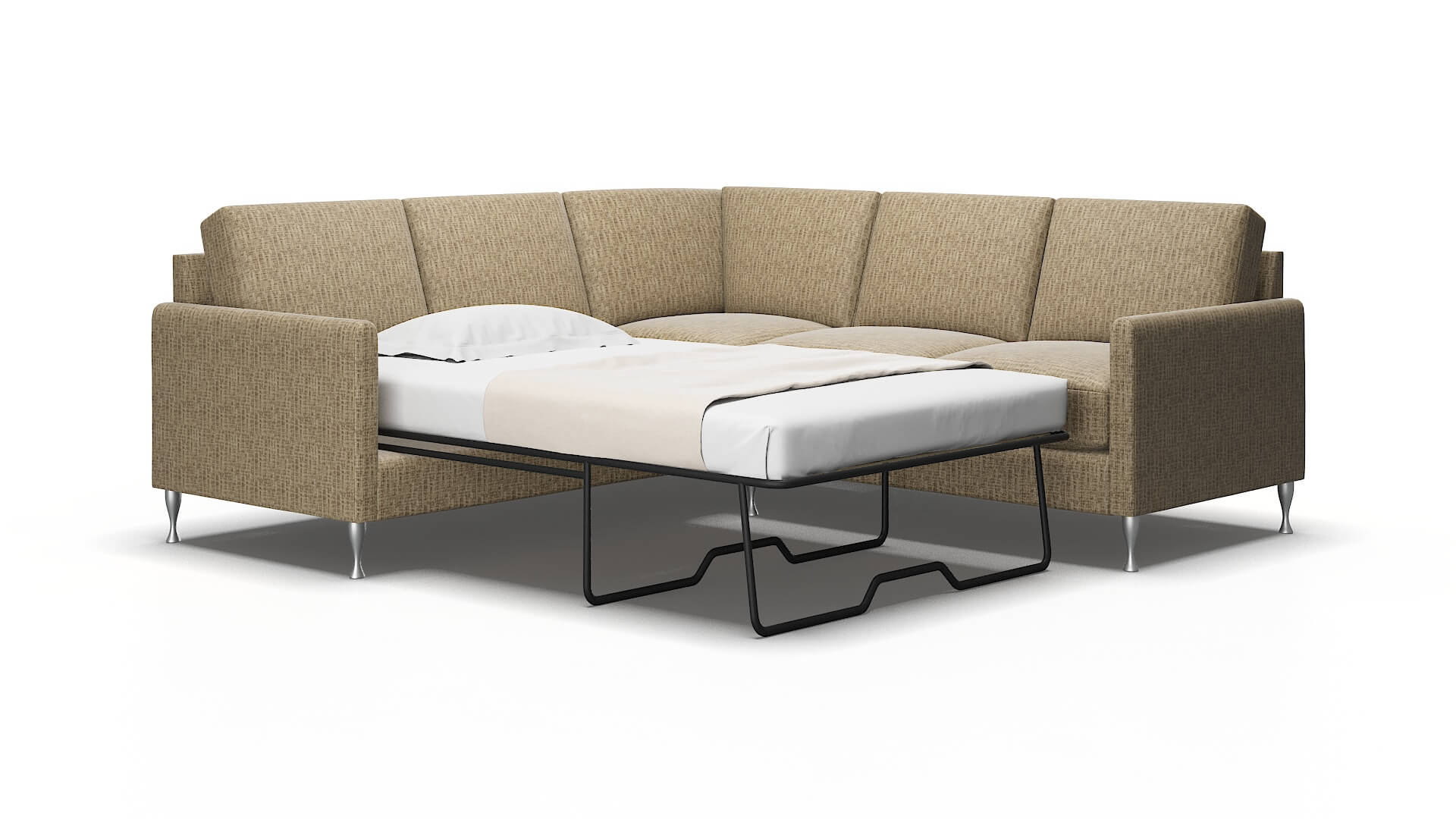 Eureka Marcy Camel Sectional Sleeper Espresso legs 2