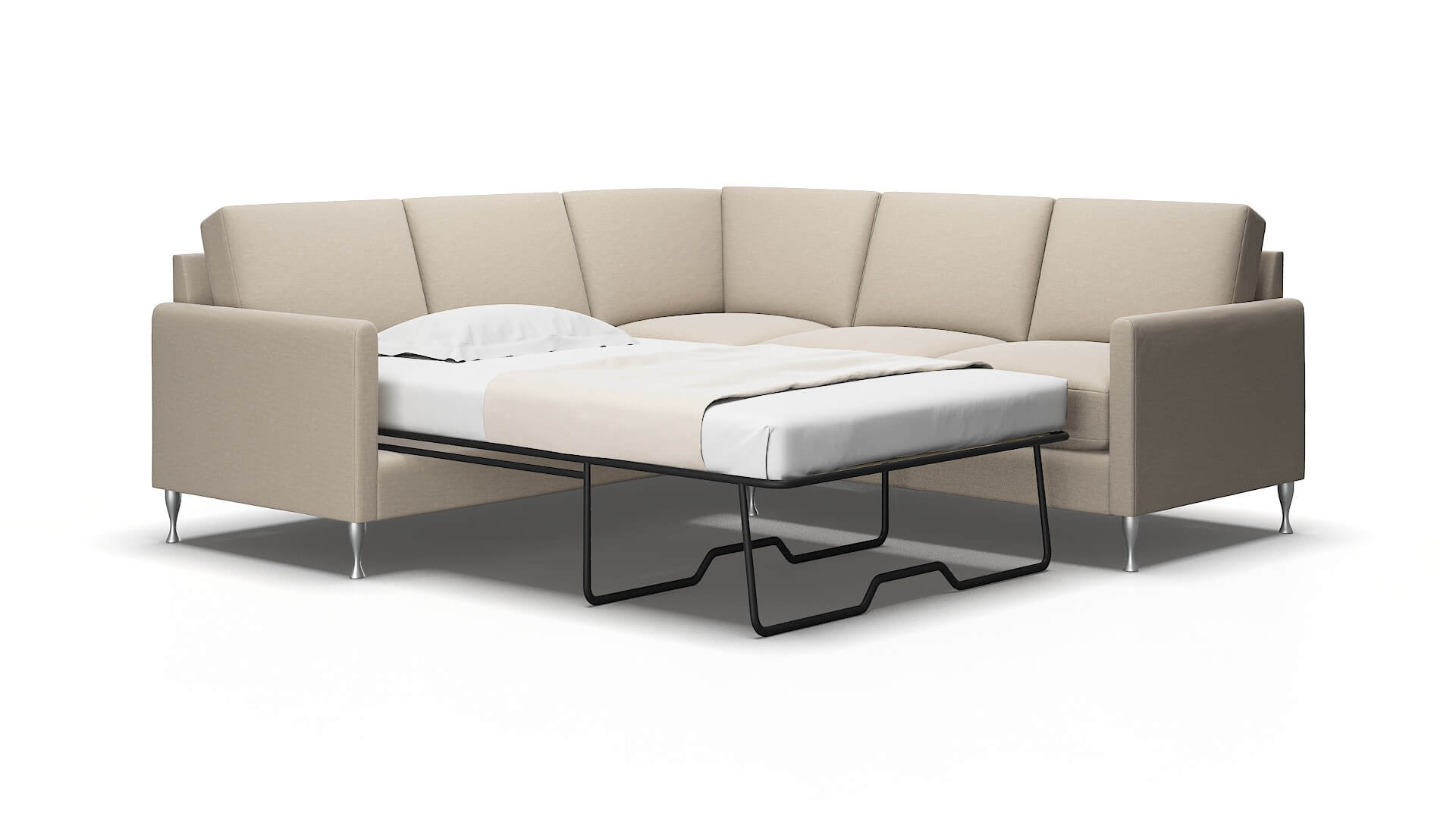 Eureka Oscar Linen Sectional Sleeper Espresso legs 2