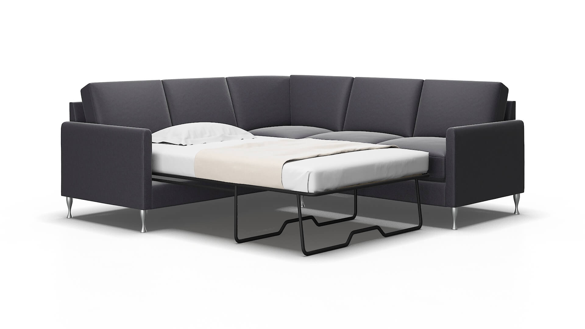 Eureka Parker Charcoal Sectional Sleeper Espresso legs 2