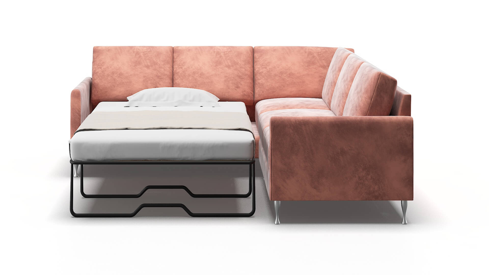 Eureka Royale Blush Sectional Sleeper Espresso legs 1