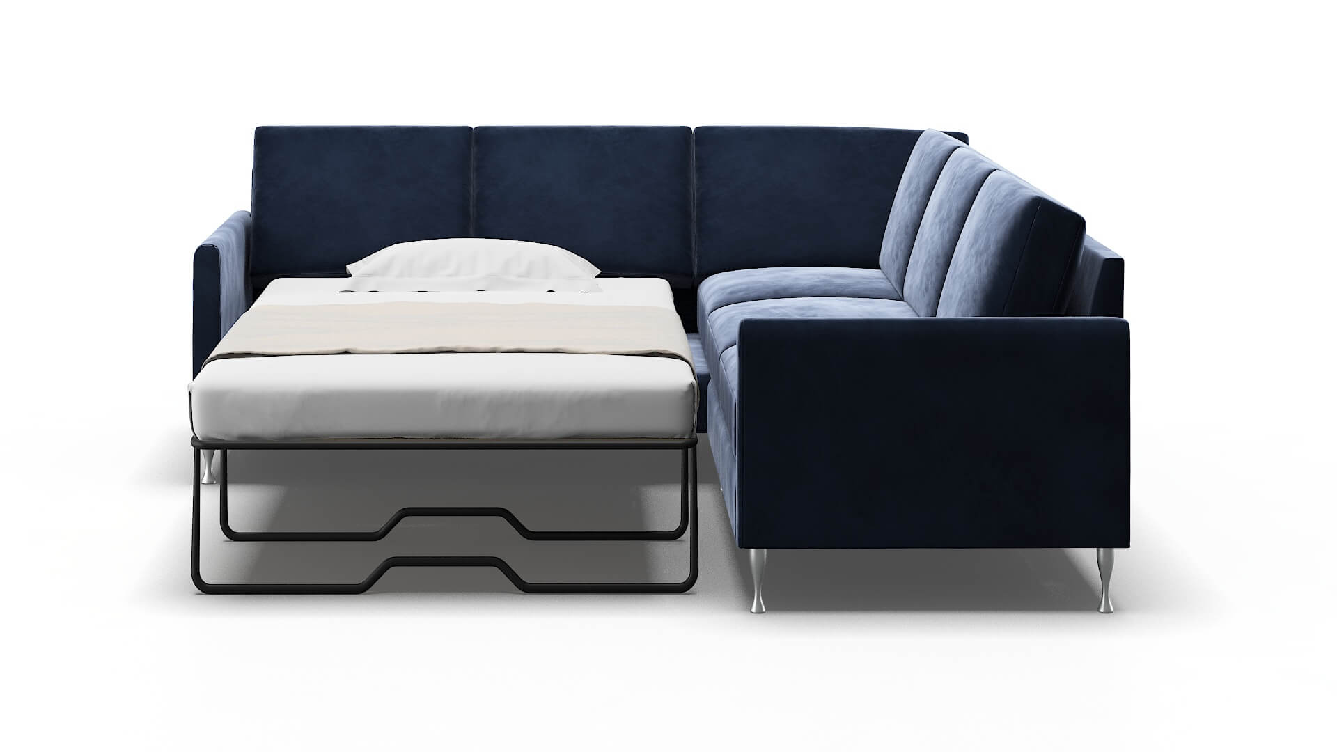 Eureka Royale Cobalt Sectional Sleeper Espresso legs 1