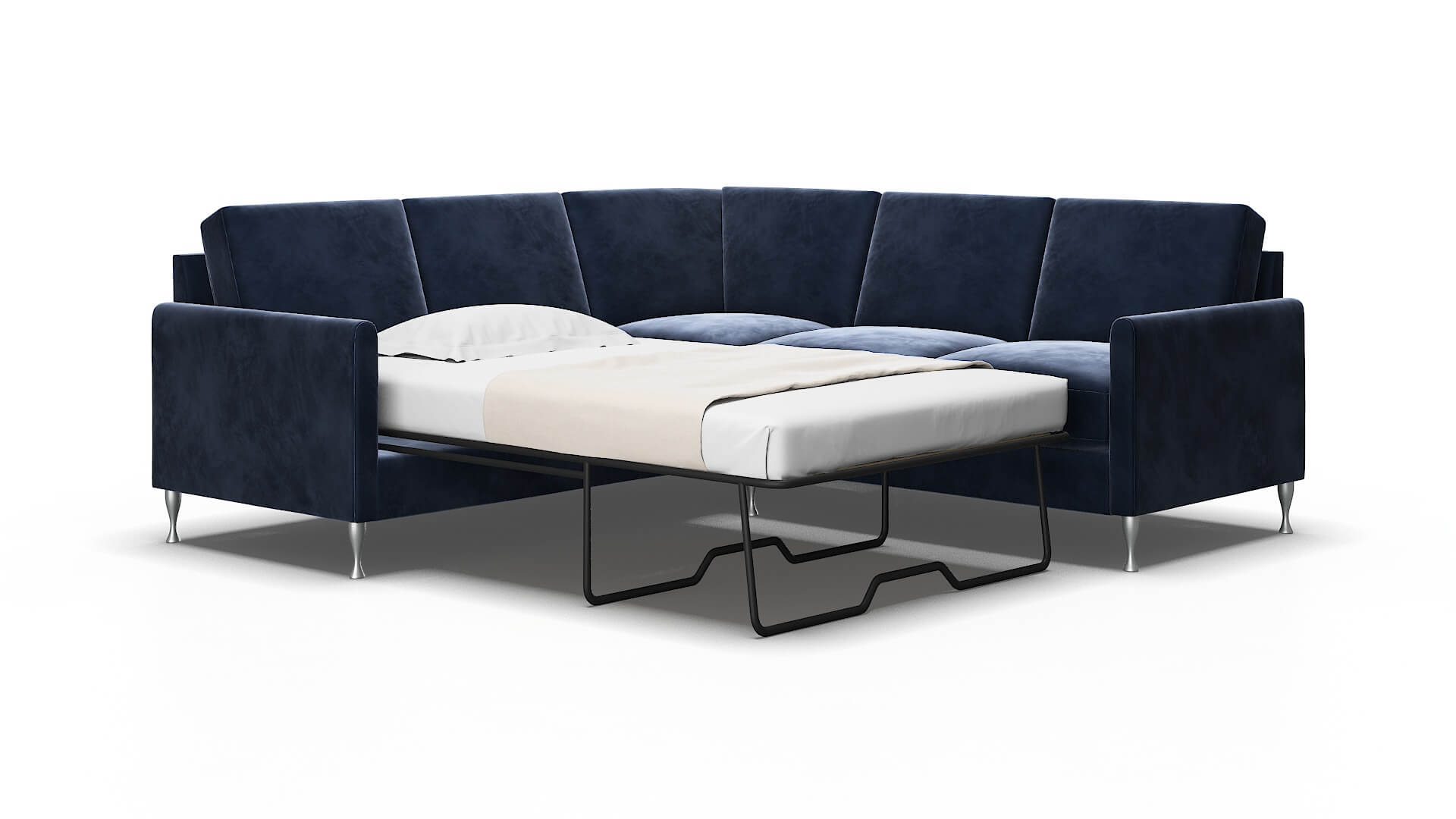Eureka Royale Cobalt Sectional Sleeper Espresso legs 2