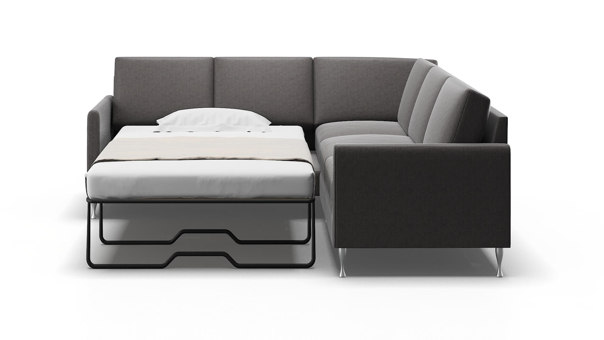 Eureka Sasha Grey Sectional Sleeper Espresso legs 1