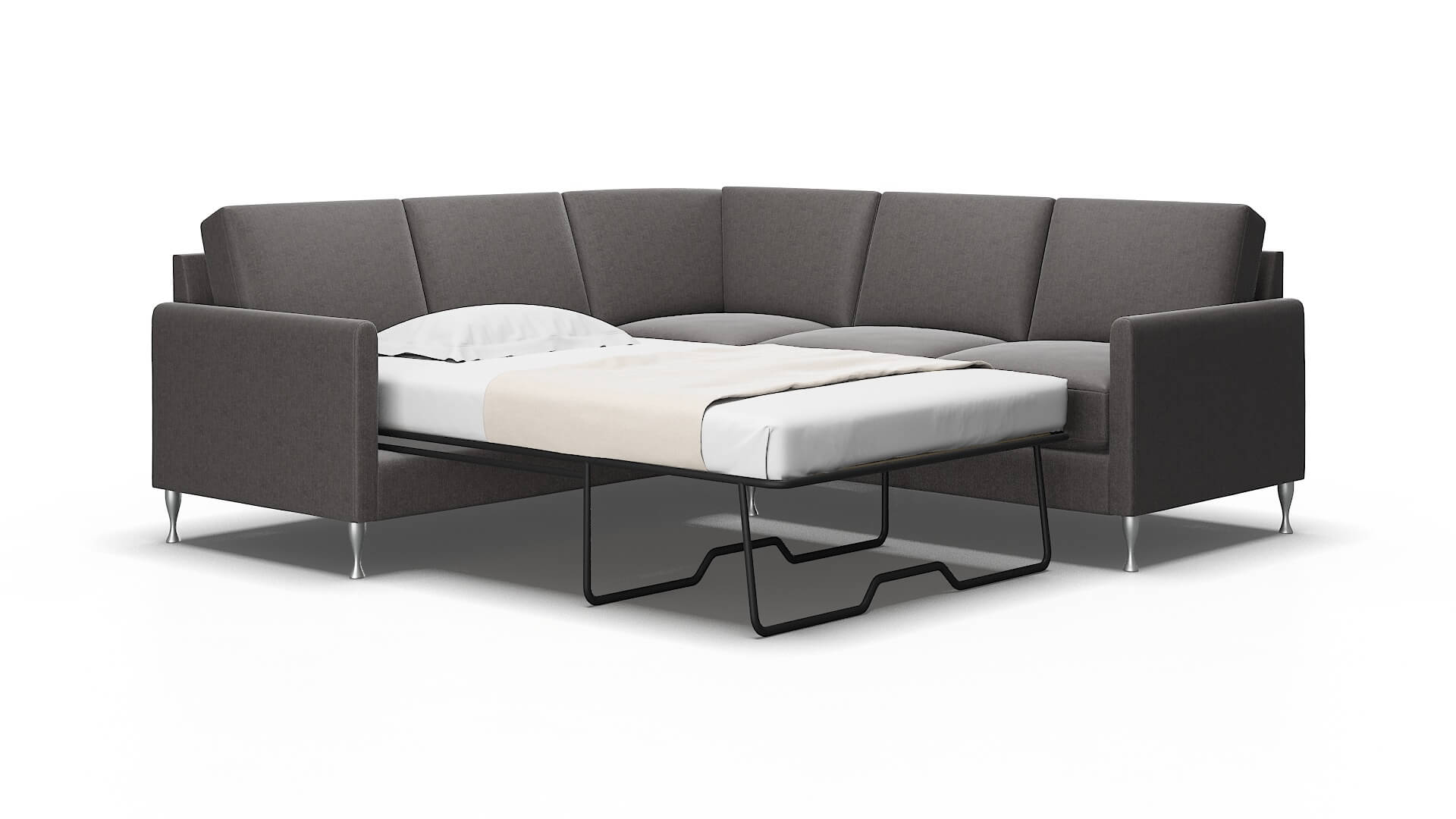 Eureka Sasha Grey Sectional Sleeper Espresso legs 2