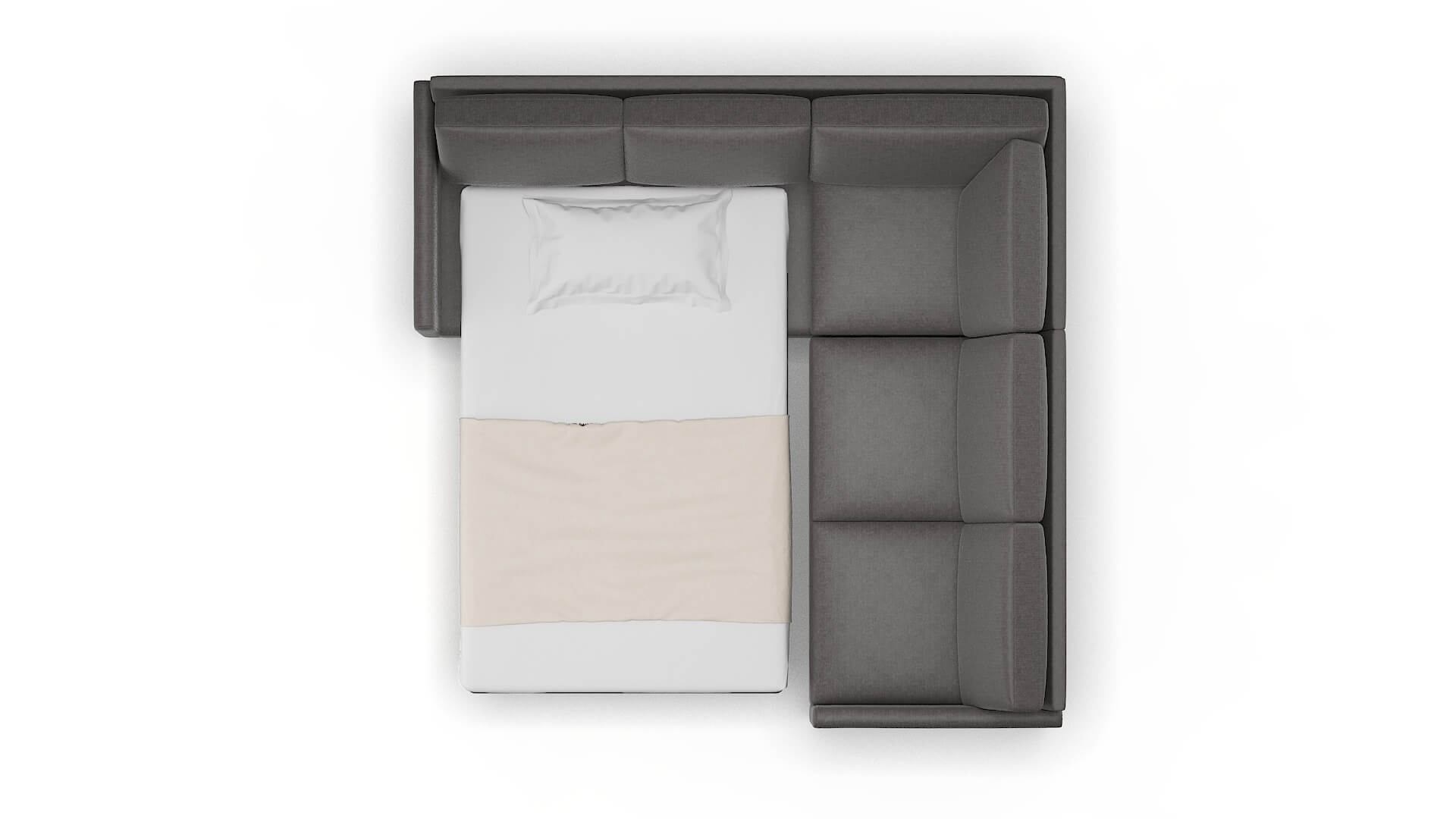 Eureka Sasha Grey Sectional Sleeper Espresso legs 3