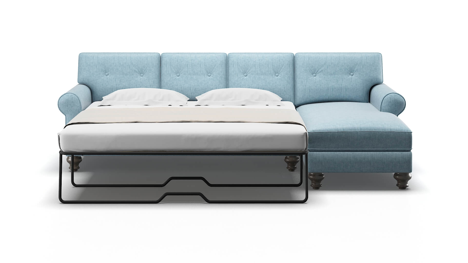 Farah Atlas Turquoise Panel Sleeper Espresso legs 1